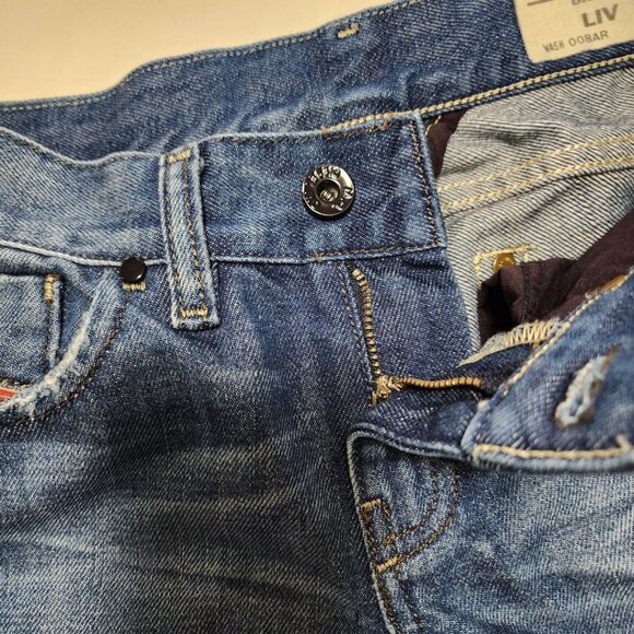 Diesel Distressed Front Sequin Low Rise Liv Straight Leg Jeans - Picture 4 of 5